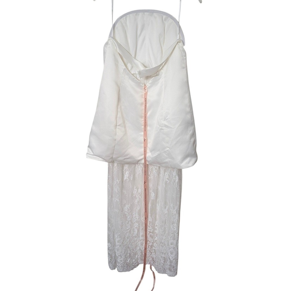Lulus Winslet White Satin Sheer Hem Strapless Maxi Dress Open Back NWT XL - Picture 6 of 11
